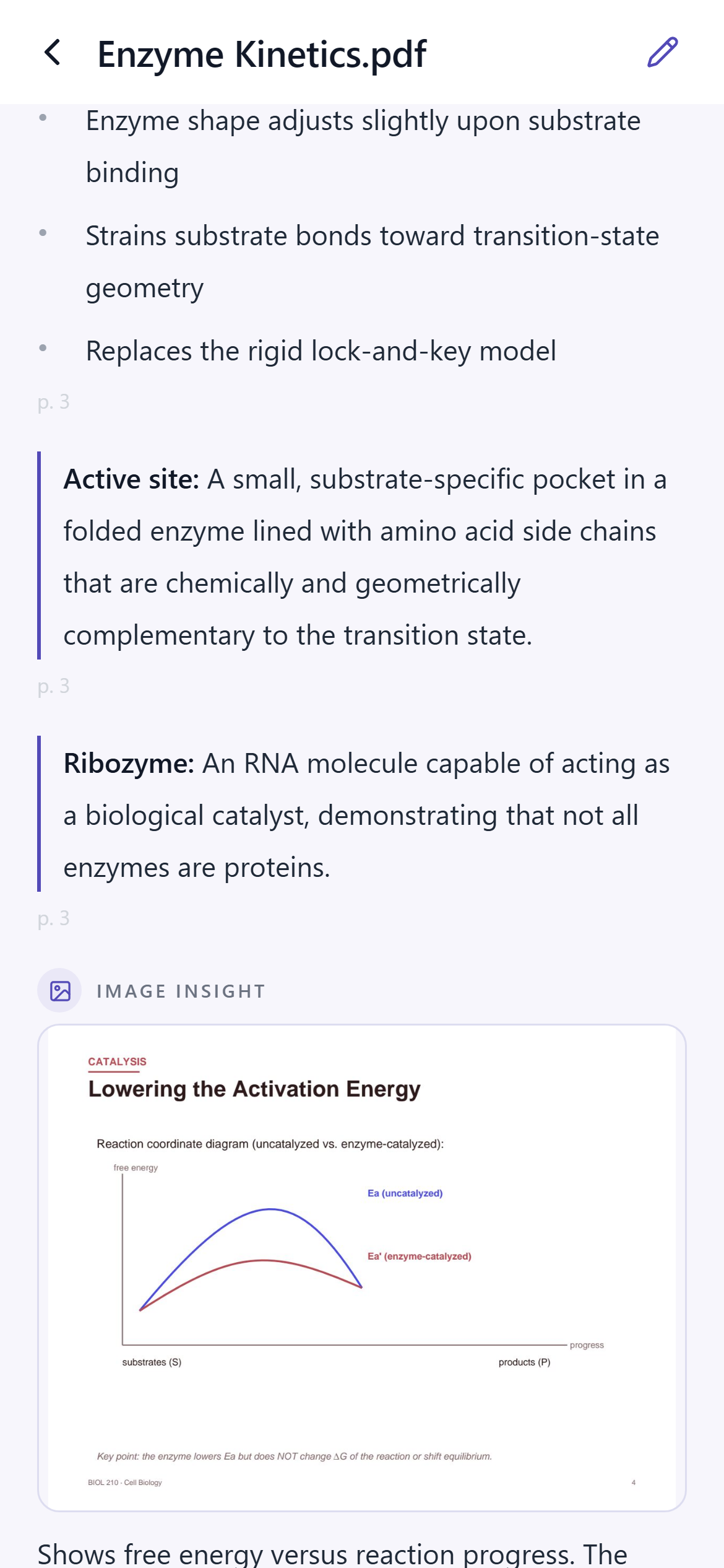 StudyStack on a phone showing AI-built notes with a captured diagram